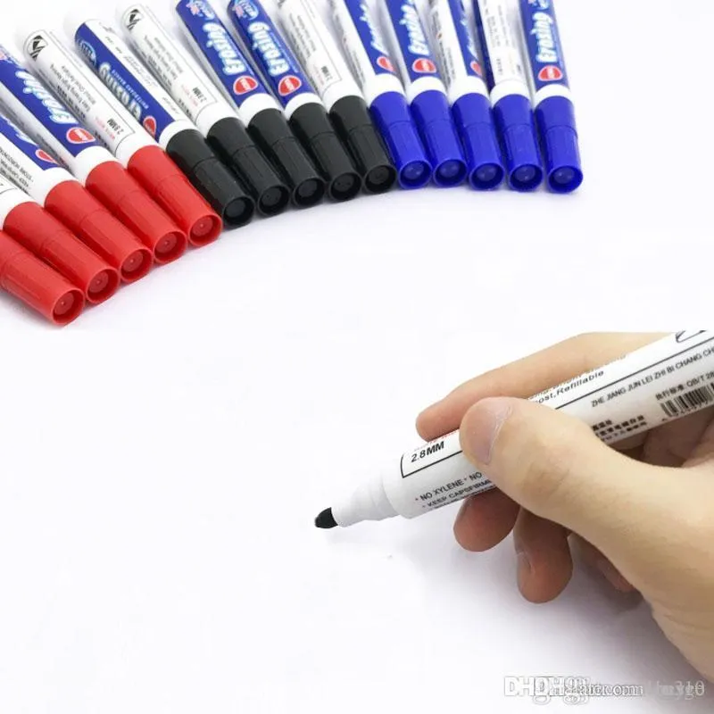 블랙 레드 블루 삭제 가능한 펜 사무실 학교 지점 0.1inch 부드러운 글쓰기 펜 화이트 보드 쓰기 지우기 가능한 마커 펜 xDH1326 T03