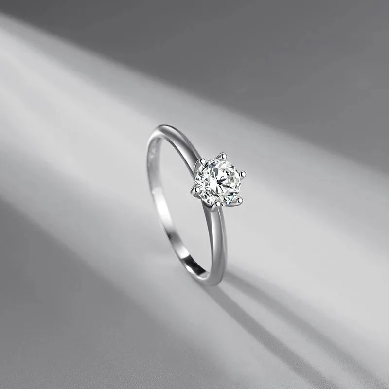 S925 Argent Platine Plaqué Simulation Moissanite Proposition De Mariage De Mariage Bague En Diamant Femme Simple Classique Bijoux