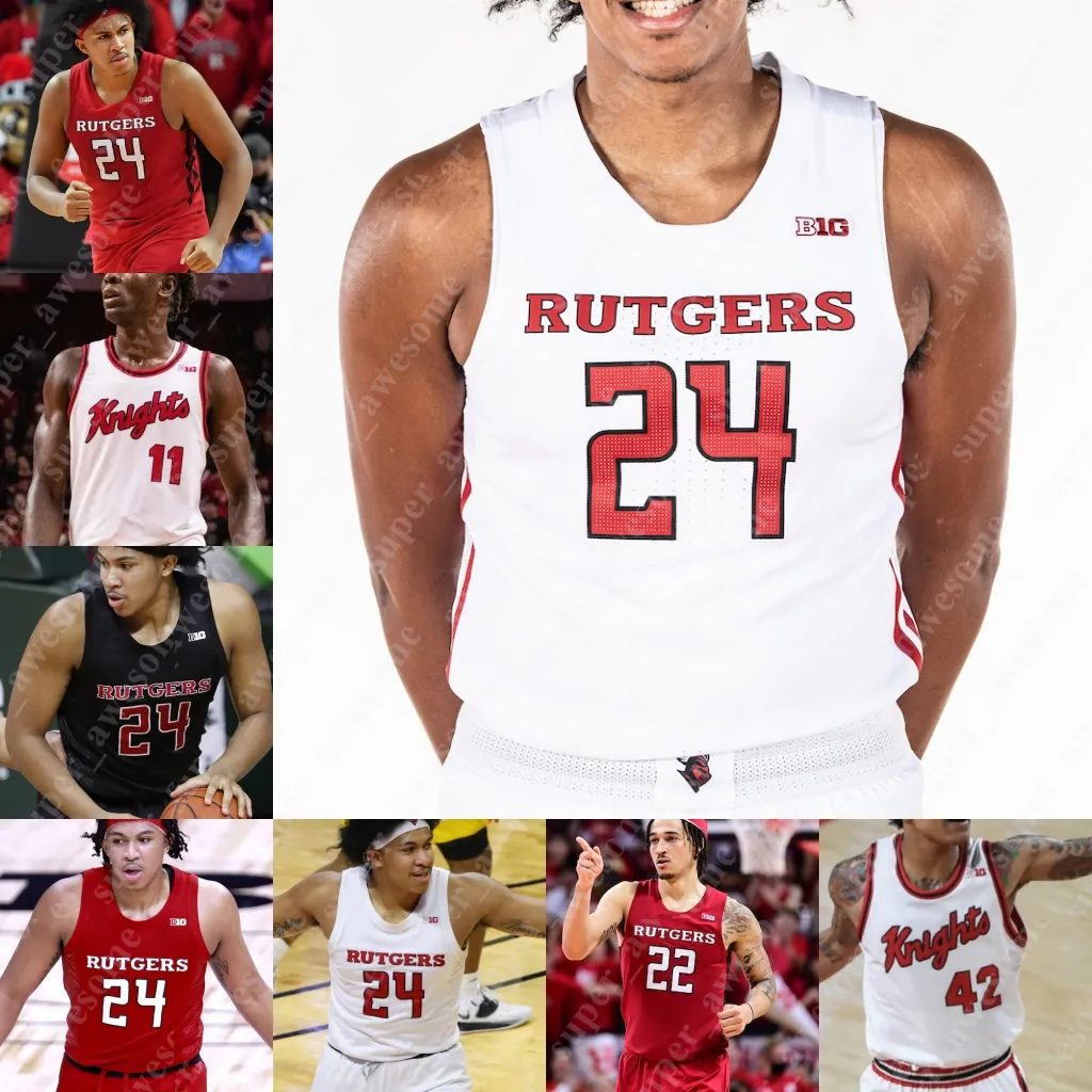 Maillot de basket-ball Rutgers Scarlet Knights Cam Spencer Aundre Hyatt Clifford Omoruyi Mawot Mag Derek Simpson Paul Mulcahy Dean Reiber Antwone Woolfolk Jalen Miller