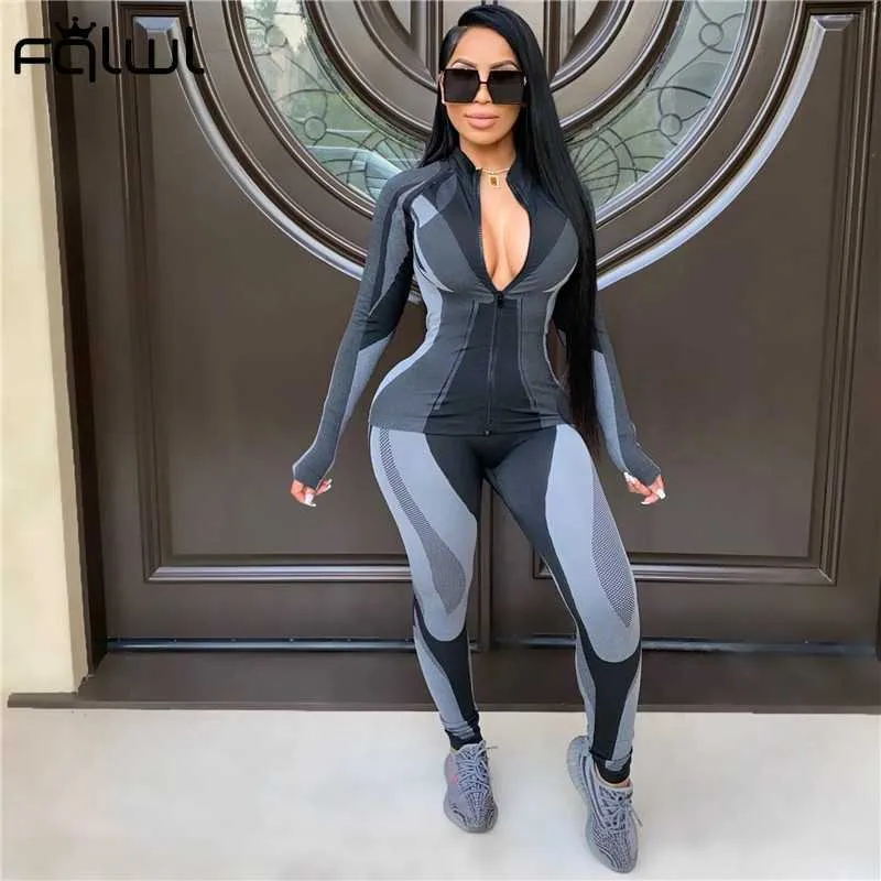 FQLWL Streetwear BodyCon Tops And Leggings Joggers Ladies Tracksuit Feminino 2 Duas peças Definem mulheres que proibem o traje de suor conjunto Y0625