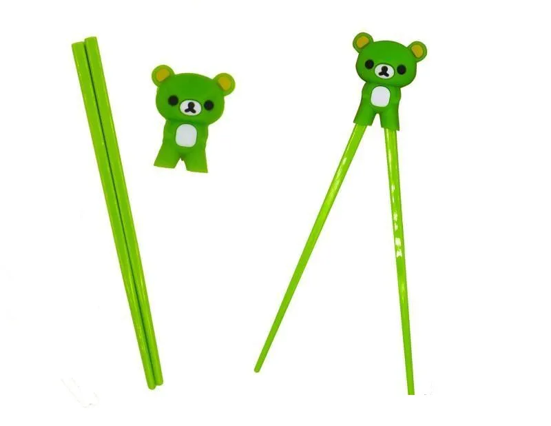 2021 Kawaii Silicone Easily Bear Resin Baby Exercise Training Chopsticks Colorful Cartoon Bear Children Learning Chopsticks