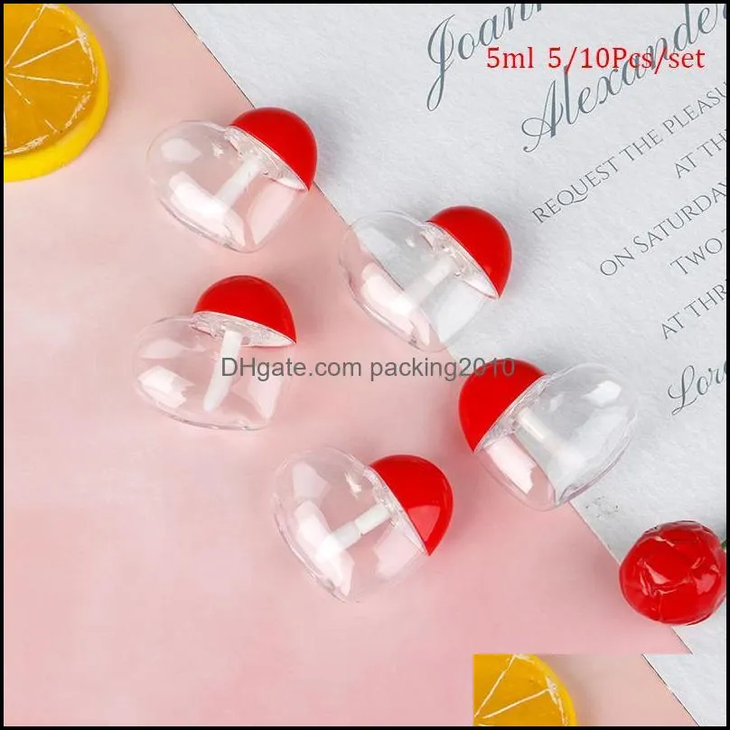 5/10Pcs Cute Love Heart Shaped Empty Lip Gloss Container DIY Mini Tubes Bottle Cosmetic Container Tool Makeup Organizer