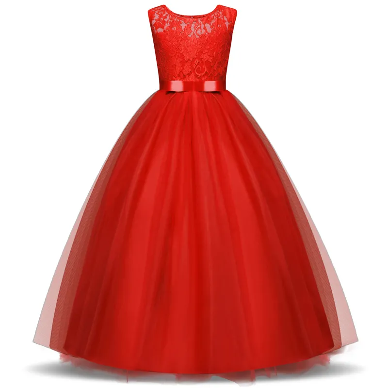 High-End-Mädchen-Hochzeitsfeier-Blumenmädchen-Kleid-Brautjungfer-Kleidung-Prinzessin-Kleider-Teenager-Mädchen-weiße Tüll-Abendkleider 5 14 Y 210303