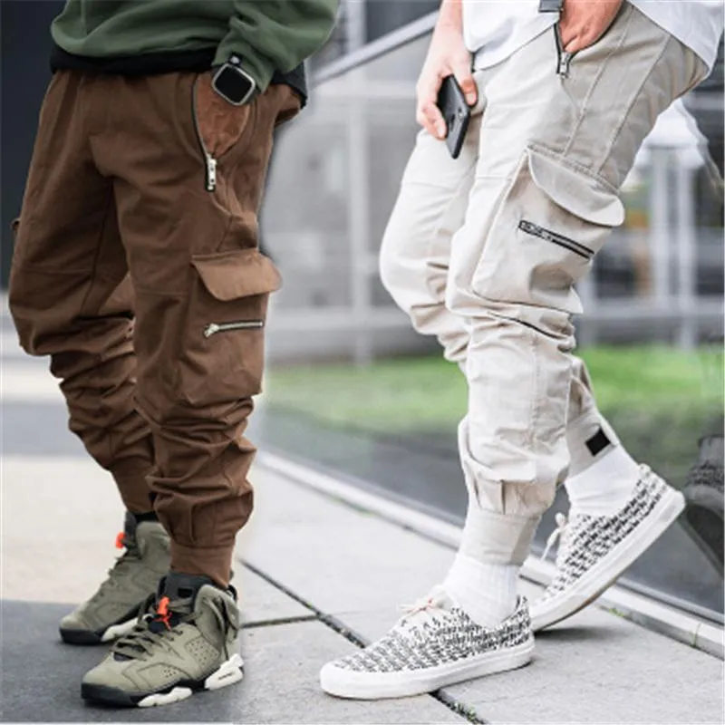 Mens Outdoor Cargo Pants Fashion Occident Trend Hip Hop Flera Fickst Pants Spring Male Ny Felt Fick Skateboard Casual Loose Byxor