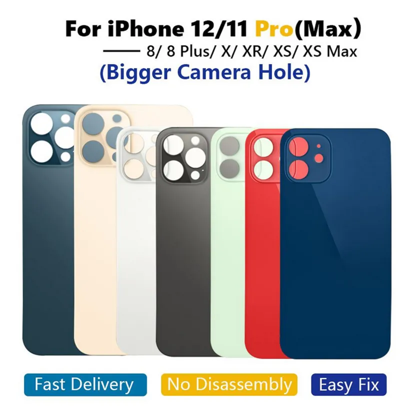 OEM Back Glass Rear Cover Housing with Large Hole for iPhone 8 8 Plus X ...