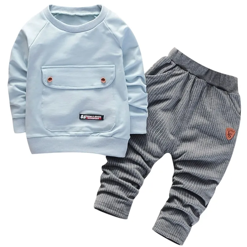 Novas crianças meninos meninas de algodão conjuntos de roupas de moda bebê cavalheiro calças de jaqueta 2 pçs / sets primavera criança infantil tracksuits 210309