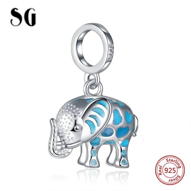 Passa autentisk Pandora Armband Pärlor 925 Silver Söt Glödande Elephant Metal Animal Charms Eller Pendant för DIY Women Present Q0531