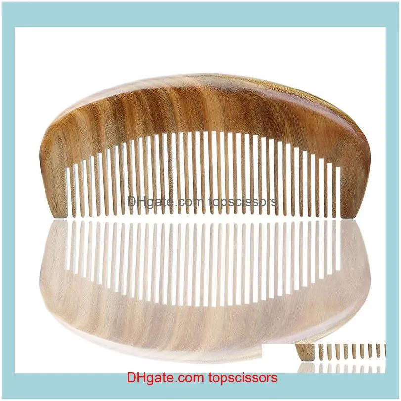 Brosses Soins Outils de coiffage Produits pour les cheveux Peigne en bois de santal naturel Brillant poli Épais vert Artisanat en bois Usine Vente directe Drop Delive