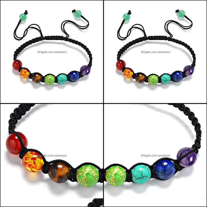 8mm Big Beads 7 Chakra Bracelet Yoga Bracelet Healing Balance Supernatural Lava Reiki Stones Beads Bracelet Women Jewelry