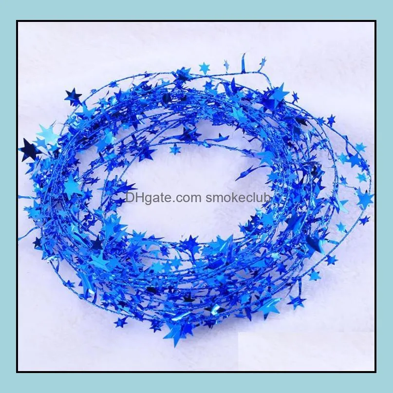 Party Supplies Sparkly Stars Tinsel Garlands with Wire for Christmas Tree, Home, Wedding, Birthday, Festive Ornament, 7.5 Meters Each Roll