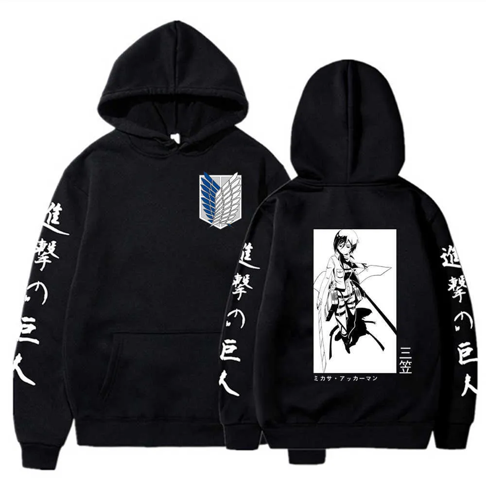 Attack on Titan Mikasa Ackerman Hoodie Fashion Pullovers Casaul Tops Y0804