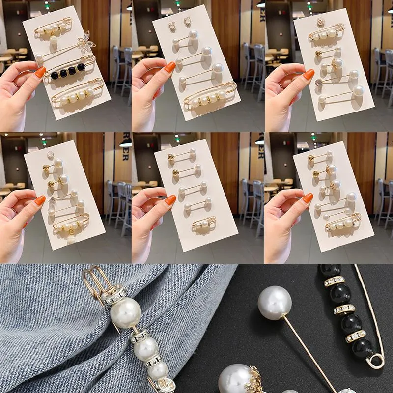 Pins, Brooches Pearl Set For Women And Girls Safety Pin Buttons Decoration Shawl Collar Shirt Sweater Jewelry Accessories