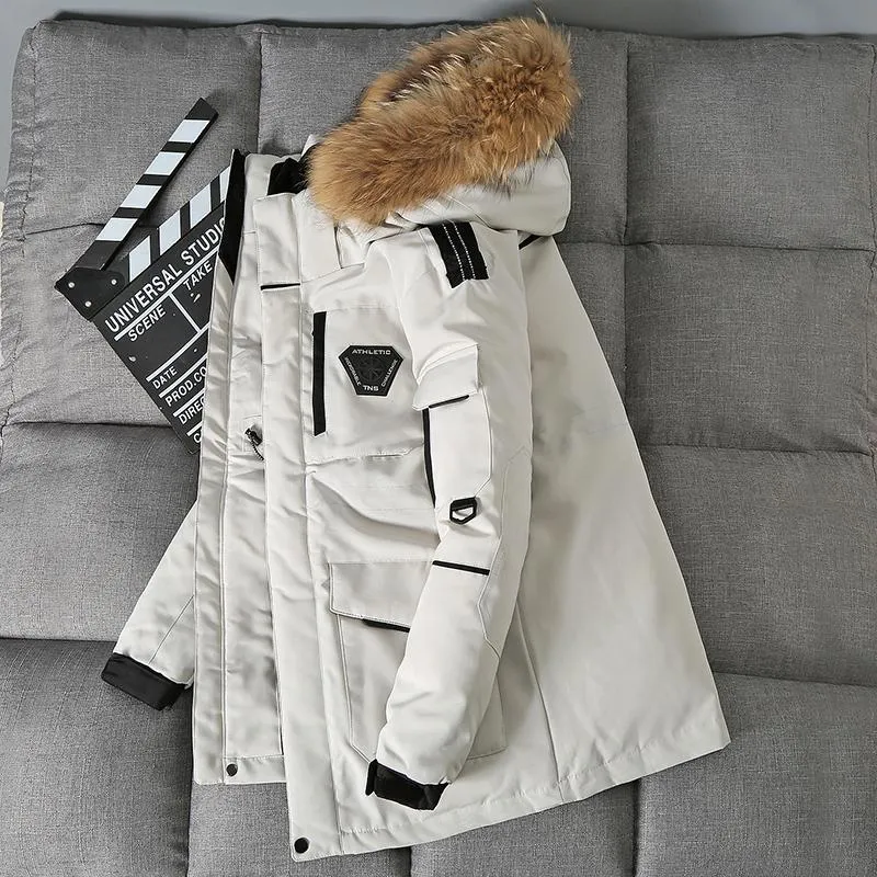 Mens White Duck Down Puffer Jacket Warm Winter Short Coat With Hood Casual Outdoor Wear Black Red White From Cinda02 50.17 DHgate.Com