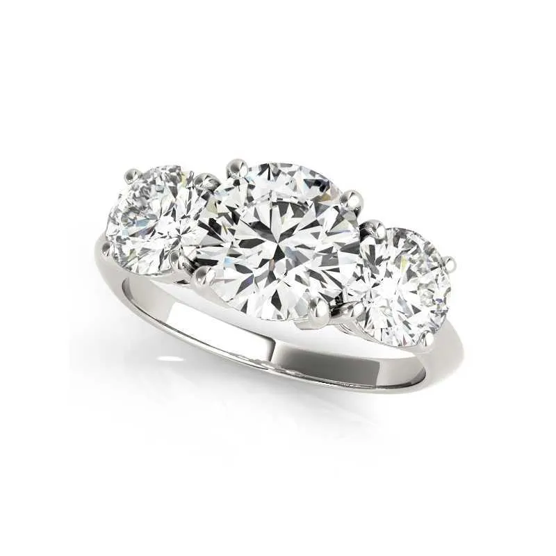 LESF 925 Pierścień damski Sterling Srebrny 3 Kamienie 2 karaty okrągłe sona symulowane diamentowe pierścionki zaręczynowe 210330253N