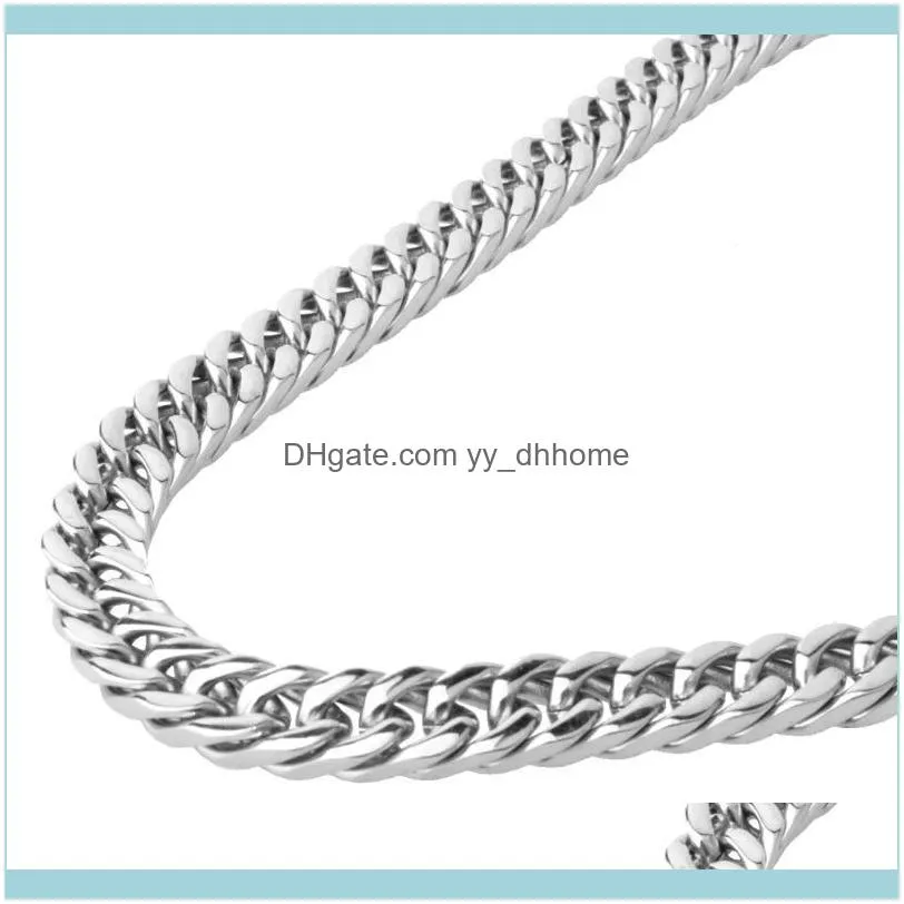 Chains Fashion Mens Chain 6/8/10 Mm Heavy Never Fade 316L Stainless Steel Double Curb Link Boys Necklace Wholesale Gift