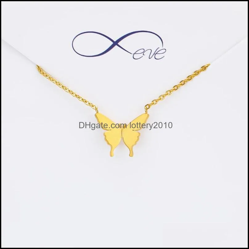 GORGEOUS TALE Stianless Steel Jewelry Fashion Type Butterfly Drop Pendant Necklace for Women Danty Party Jewelry Cute Necklace