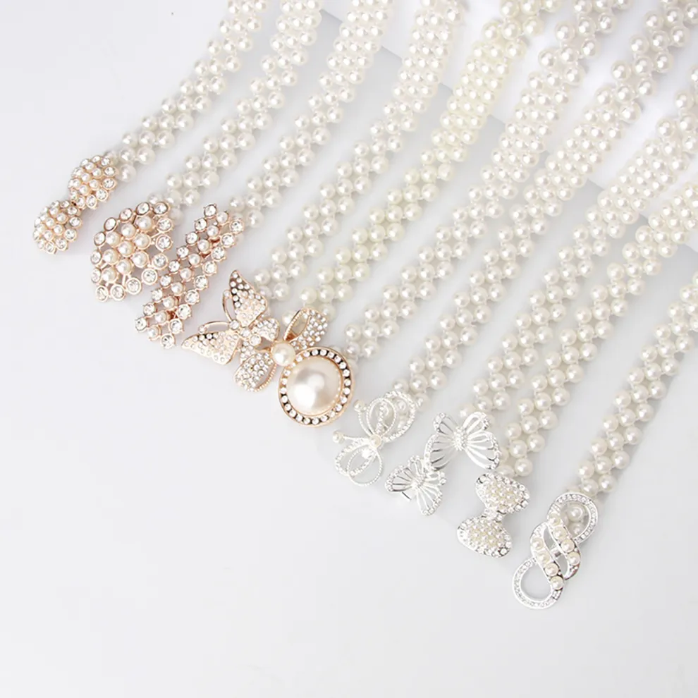 Elegant Pearl Chain Waist Belt Amazon.com: LEIXIUSM Fashion Elegant Chain Belt Women Pearl  main image 3