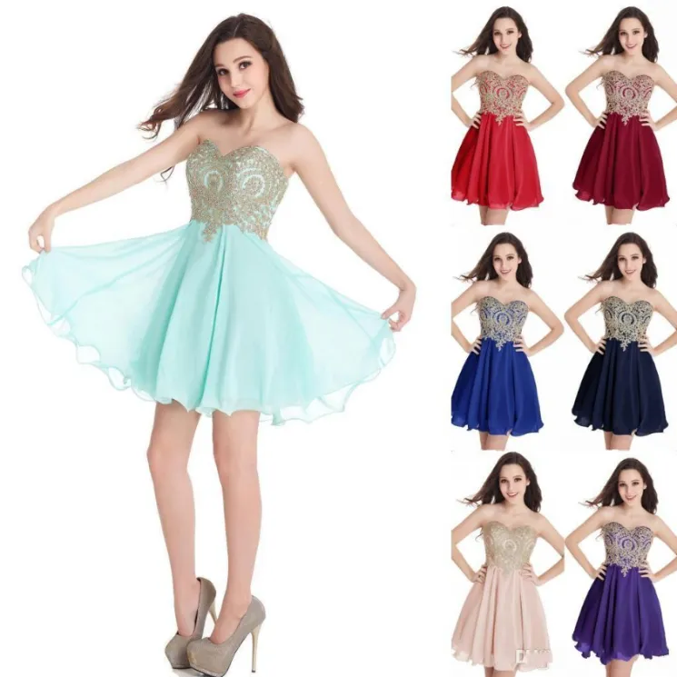 클리어런스 Pricechea HomeComing Dresses 2020 짧은 기회 드레스 연인 A 라인 미니 칵테일 파티 댄스 파트 가운 CPS406