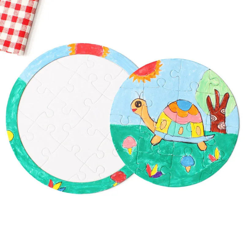 DIY White Jigsaw Puzzle Sublimation Blank Children Graffiti Jigsaws Kid Colouring Painting Gift Toy Love Heart Circular Paper 0 9xj G2