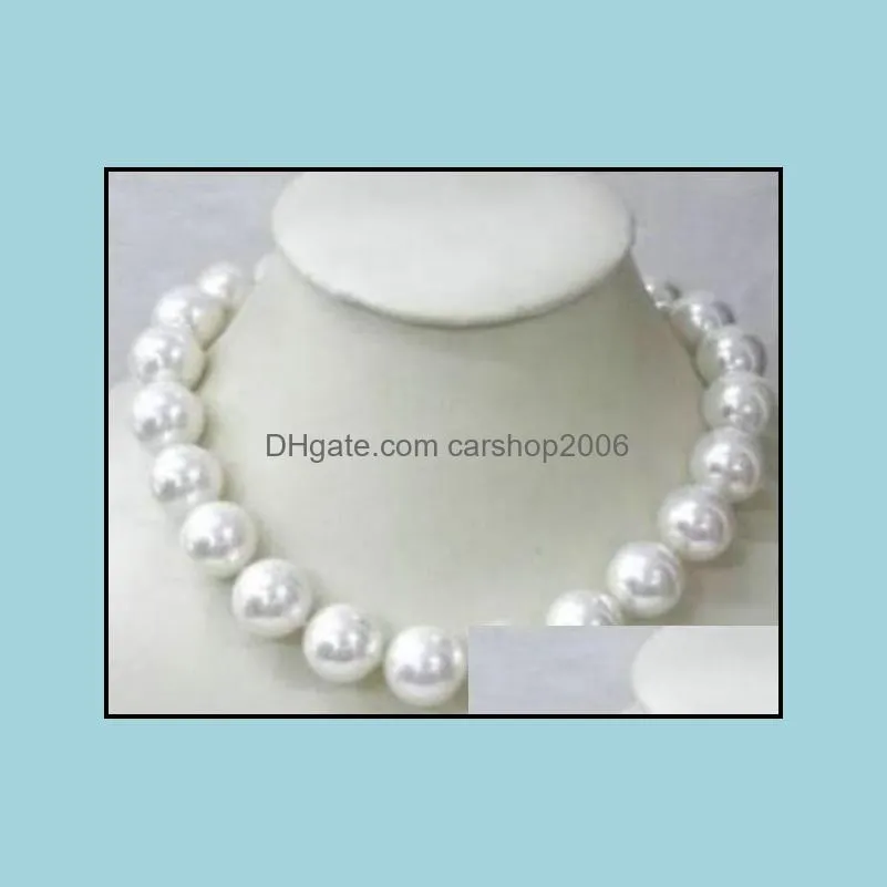 Beaded Necklaces & Pendants Jewelry Classic Necklace 14Mm South Sea Round White Shell Pearl 18Inch 925 Sier Aessories Drop Delivery 2021 W85