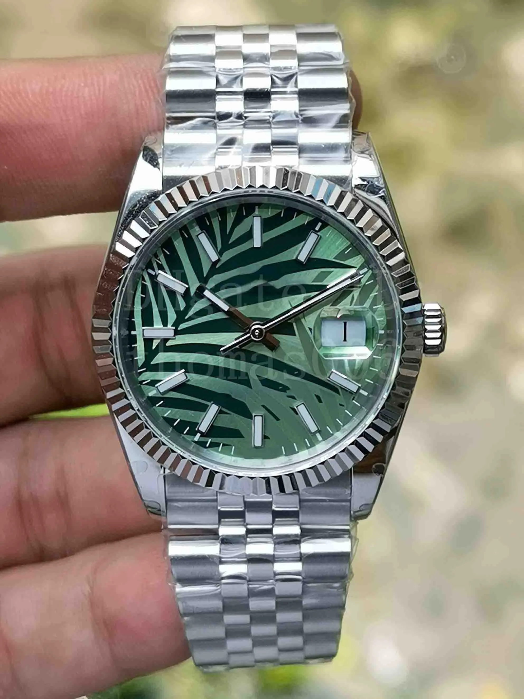 BP Factory Datejust 그린 블루 다이얼 유니섹스 남성 시계 36mm 사파이어 자동식 기계식 스테인레스 굴 영구 청록색 124300 손목 시계