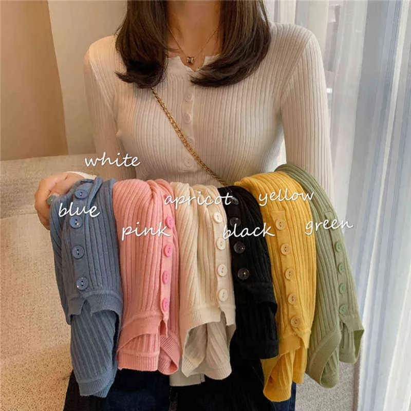 Maglione Lavorato A Maglia Da Donna Con Bottoni Pullover Primavera Autunno Basic Donna Maglioni A Collo Alto Pullover Slim Femminile Di Alta Qualita Top 211221 Da 9 95 DHgate