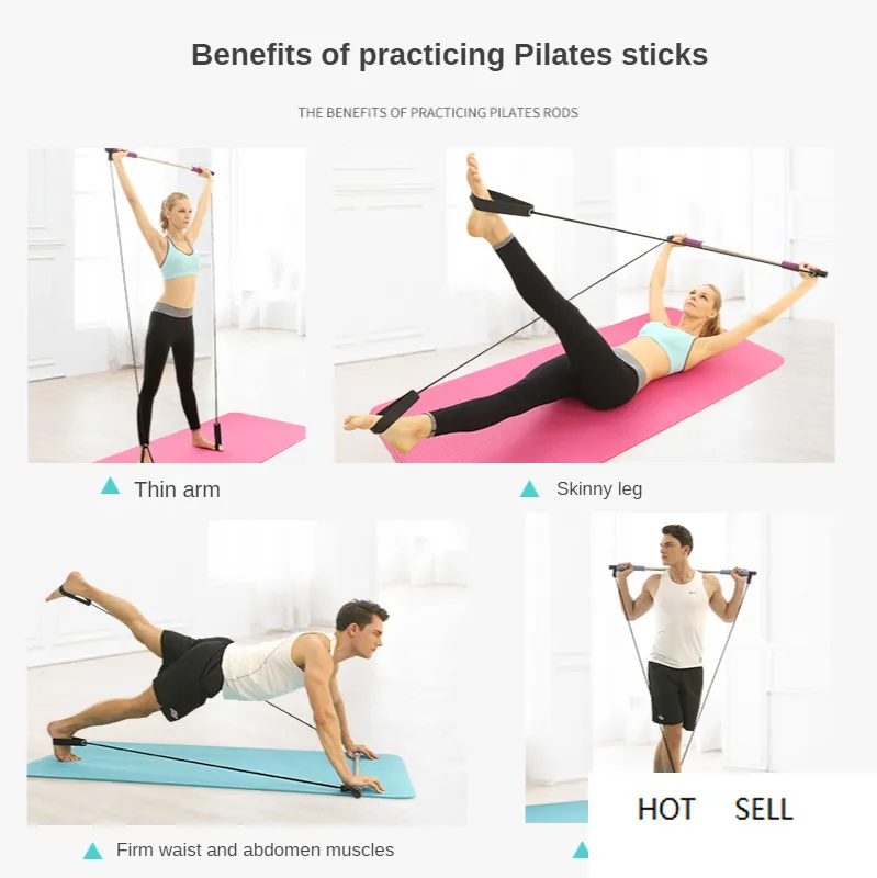 Pilates Stick Bantning Hip Lifting Spänning Rope Yoga Fitness Equipment Hushålls Elastisk Bar Kvinnors Spänning