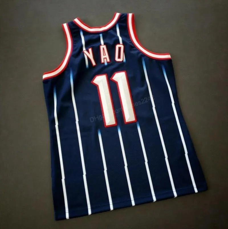 Personalizado retro yao # 11 ming college basquete jersey masculino todo ed azul qualquer tamanho S-3xl 4xl 5xl nome ou número qualidade superior