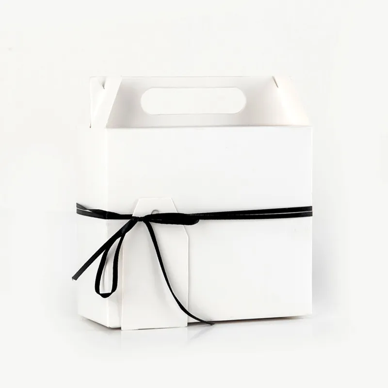 Large Kraft Paper Gift Boxes With Handle White Cardboard Cake And ...