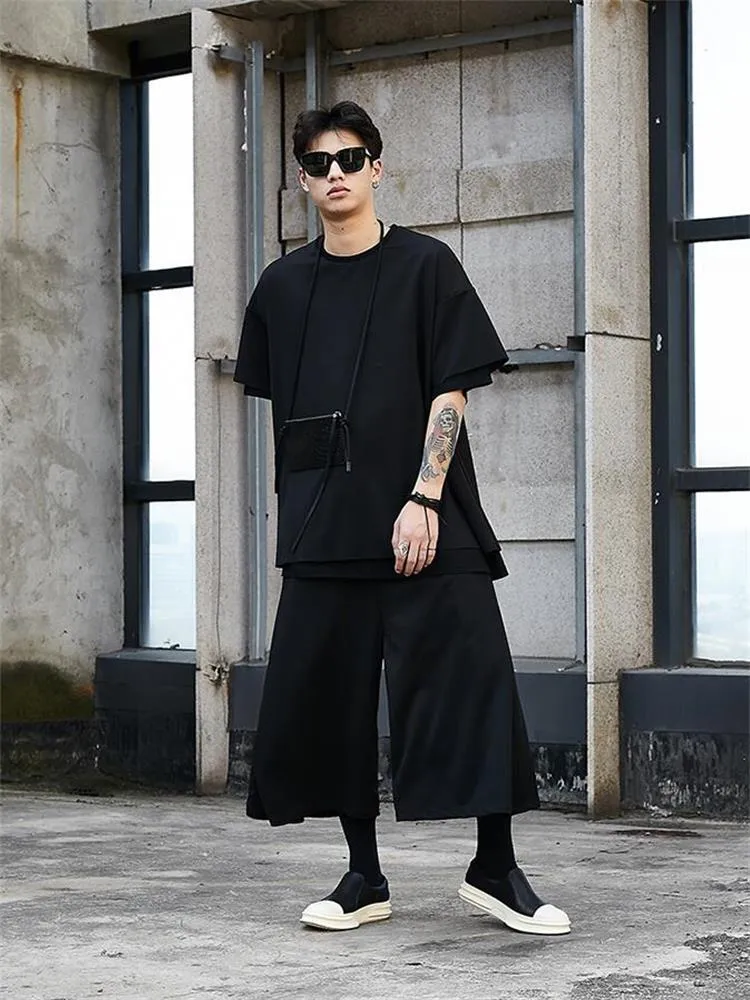 Men's Pants Wide Leg Classic Dark Couples With The Same Summer Yamamoto Style Flared Pant Skirt Nine Casual