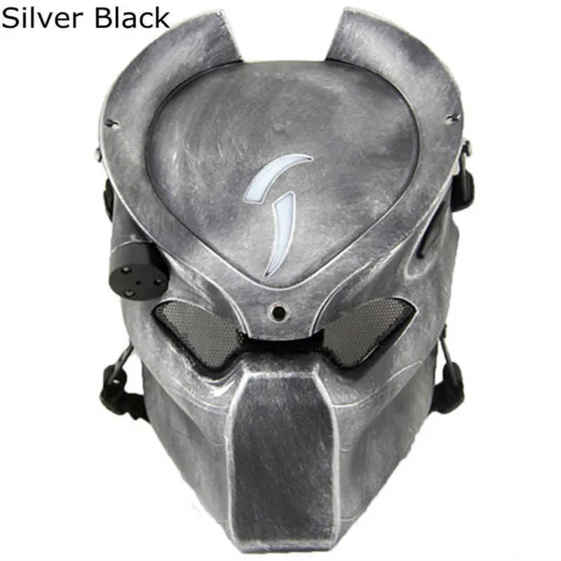 Alien vs. Predator Helmet Mask with Light Halloween Masquerade Costumi Cosplay CS War Game Puntelli Outdoor Tactical Airsoft Masks X0803