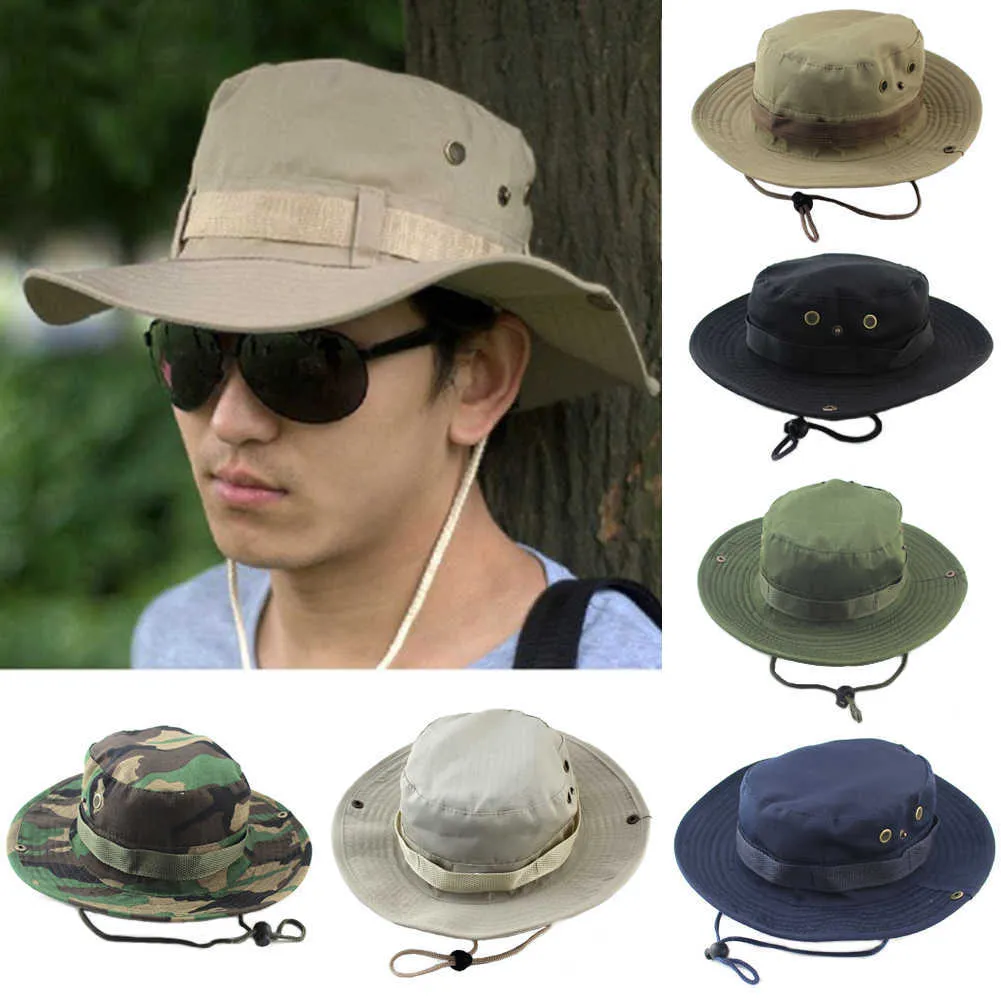 Новые шляпы ведра открытые джунгли военный камуфляж боба камуфляжную шляпу рыбалка кемпинг барбекю хлопок альпинистская шляпа Q0811