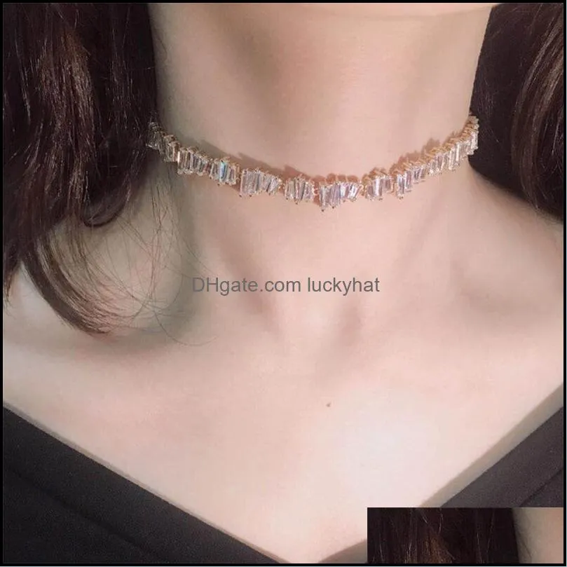 Pendant & Pendants Jewelryrec Cz Choker Necklace Cubic Zirconia Didmond Chain Crystal Necklaces For Women Girl Statement Jewelry Wedding Par