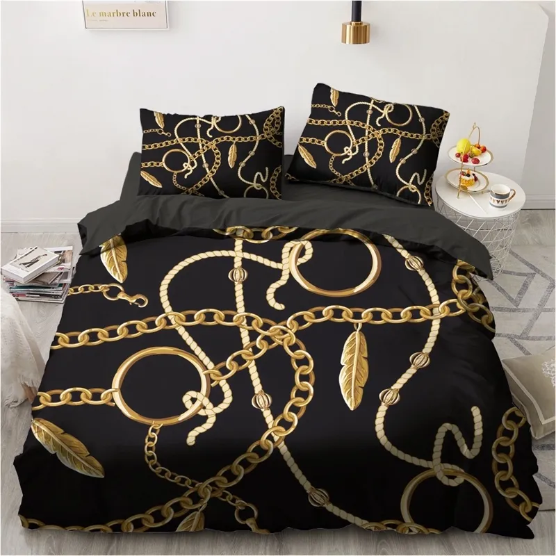 Ensembles de literie 3D géométrique baroque couette housse de couette couette lit linge de lit taie d'oreiller roi reine complet 265x230cm maison Texitle 210309