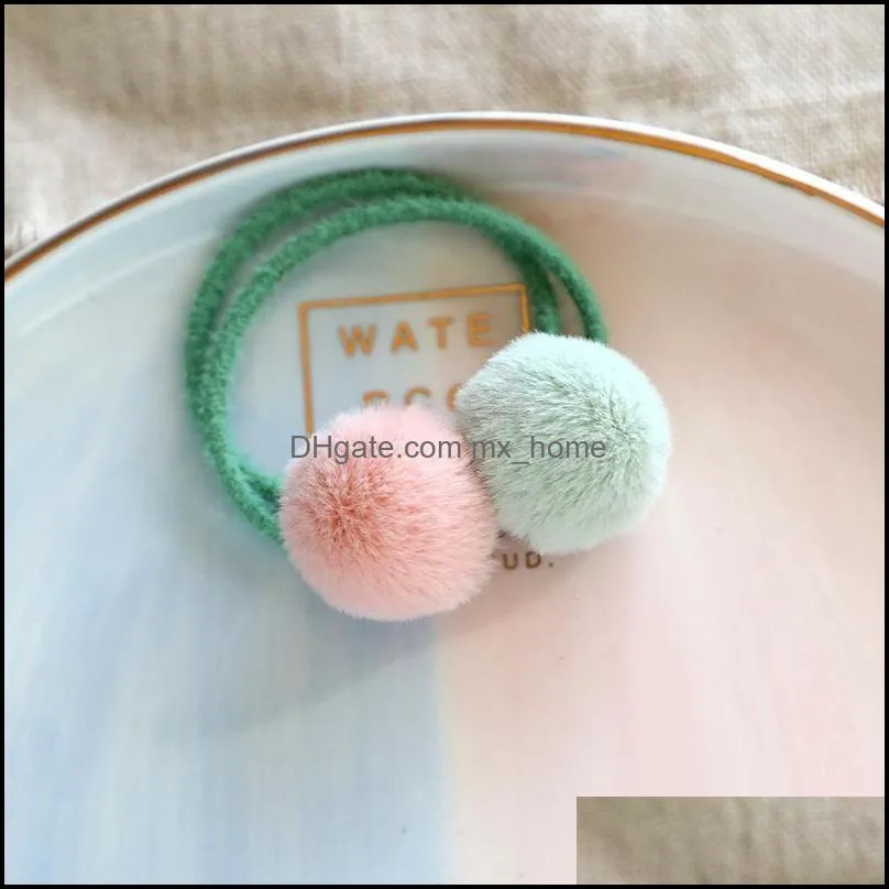 1pcs Candy Colored Hairball Hair Ties For Women Girls Sweet Lovely Rope Fashion Accessories Princess Headwear