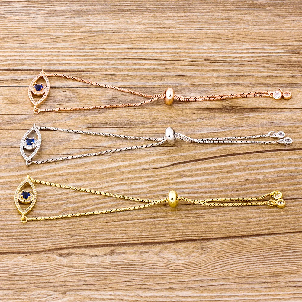 Armbänder, klassisches Charm-Armband mit bösem Blick für Frauen, glänzender Prinzessschliff, kubischer Zirkonia, CZ, verstellbare Armreifen, Kupferschmuck_voghion.com