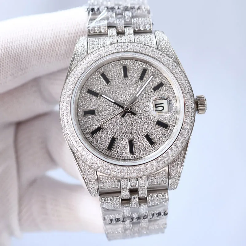 Diamond Watch Erkek Tasarımcı İzler Otomatik Mekanik Hareket 41mm Gümüş Kayış Paslanmaz Çelik Safir Su Geçirmez Kolthlu Kol saati Moda Bileklik Hediyesi