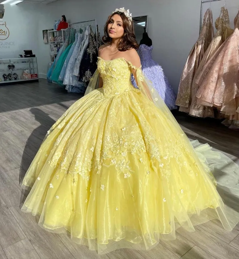 Pastel yellow quinceanera dress 2025
