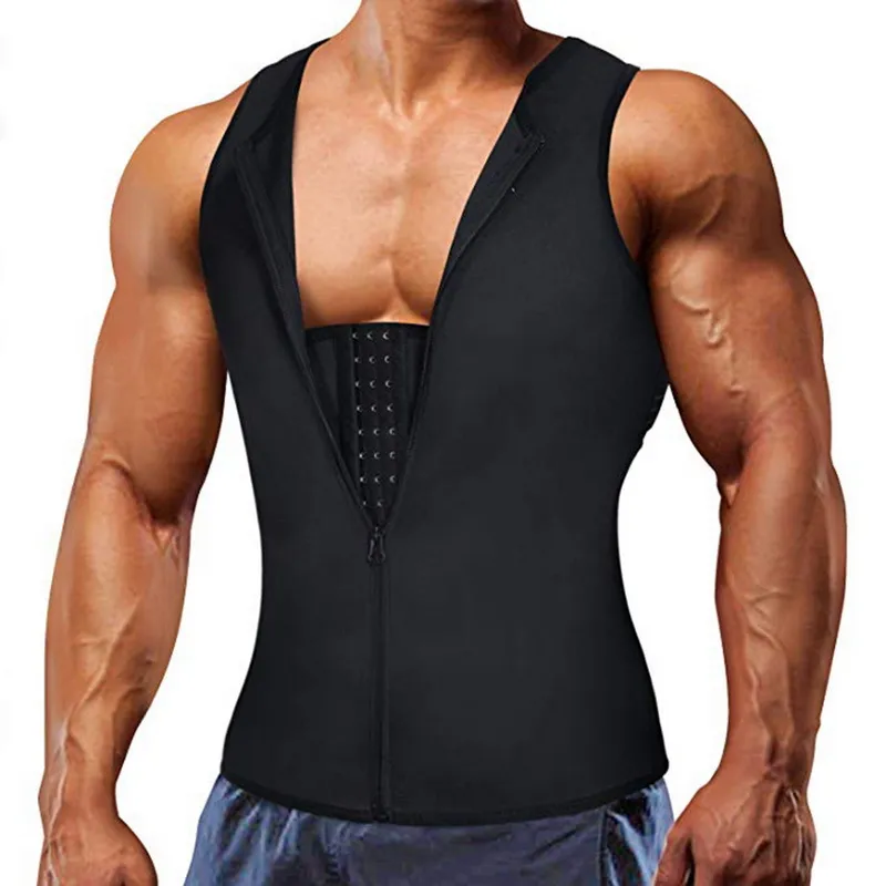 Men Shapewear Hook Zipper Adjustable Tummy Control Vest Waist Trainer Slimming Abdomen Tank Top Compressive Body Shaper Fat Burn