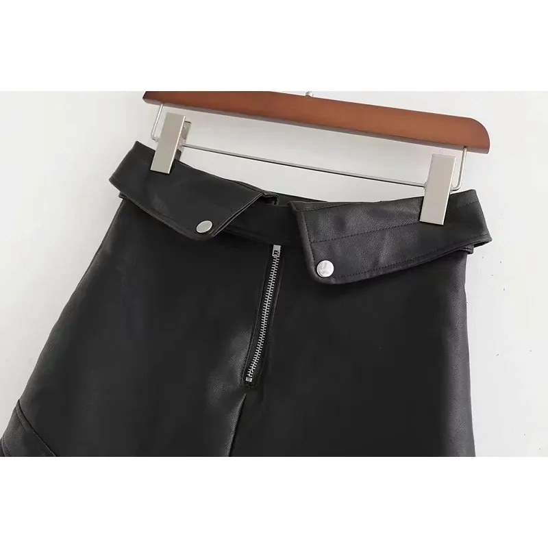 Sexy Asymmetry Fur Leather Skirts Womens Zipper Punk Rock Sexy Asymmetry Fur Leather Skirts Womens Zipper Punk Rock