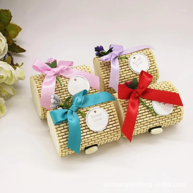 Gift Wrap 12pcs Bamboo Candy Boxes European Antique Wedding Round Product Manual Box