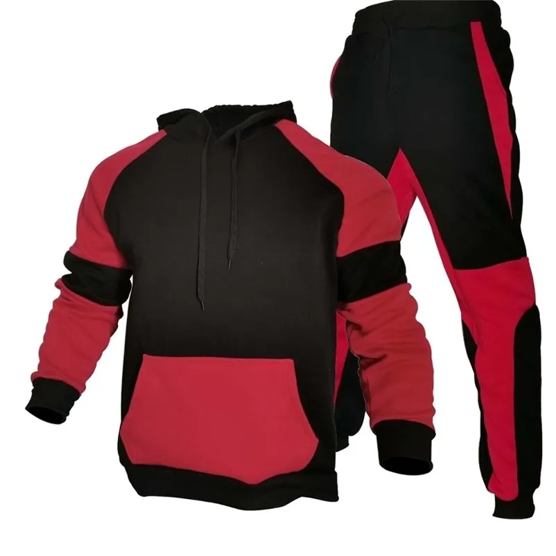STRIPE SCURTSUTS Мужская спортивная одежда набор осень зима 2 штуки толстовка + брюки костюм бренд мужчины бега трусцой одежда спортивный костюм 210715