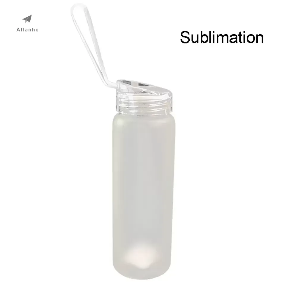 Mode bricolage sublimation bouteilles d'eau en verre givré enduit tasses mat transparent blanc gobelet voyage tasse portable corde pratique tasse