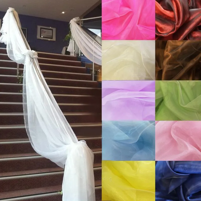 Party Decoration 500CM*135CM Sheer Organza Multi Use Wedding Chair Sash Bow Table Runner Swag Decorations