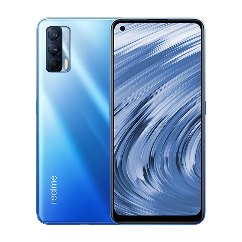 オリジナルのREALME V15 5G携帯電話8GB RAM 128GB ROM MTK 800Uオクタコア64MP AI OTG Android 6.4 "AMOLED全画面指紋IDフェイススマート携帯電話