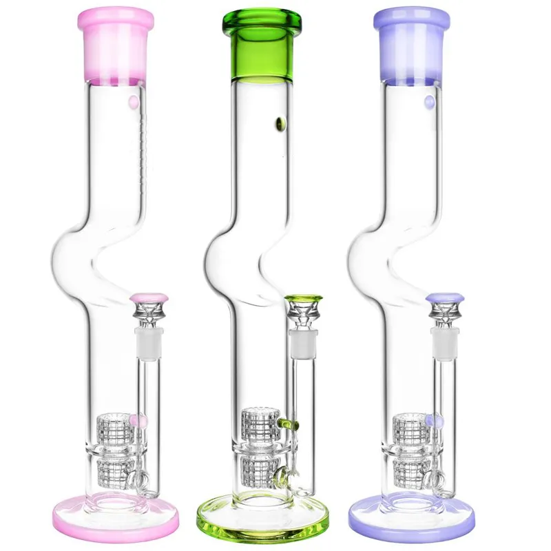 Pulsar New Swerve U-Bend Glass Bong Eau narguilé Pipe à fumer 16,5 pouces matrice perc caractéristiques 14mm joint coulissant femelle