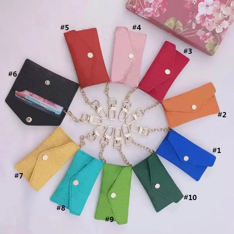 Unisex Designer Key Pouch Fashion leather Purse keyrings Mini Wallets Coin Credit Card Holder 19 colors