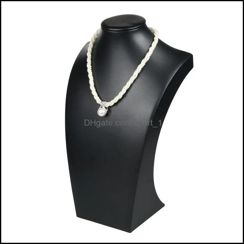 Black Pu Leather Necklace Bust Tall Jewelry Display Stand Neck Form For Jewellery Window Shelf Exhibition Counter Top Stand Xpiwt 381