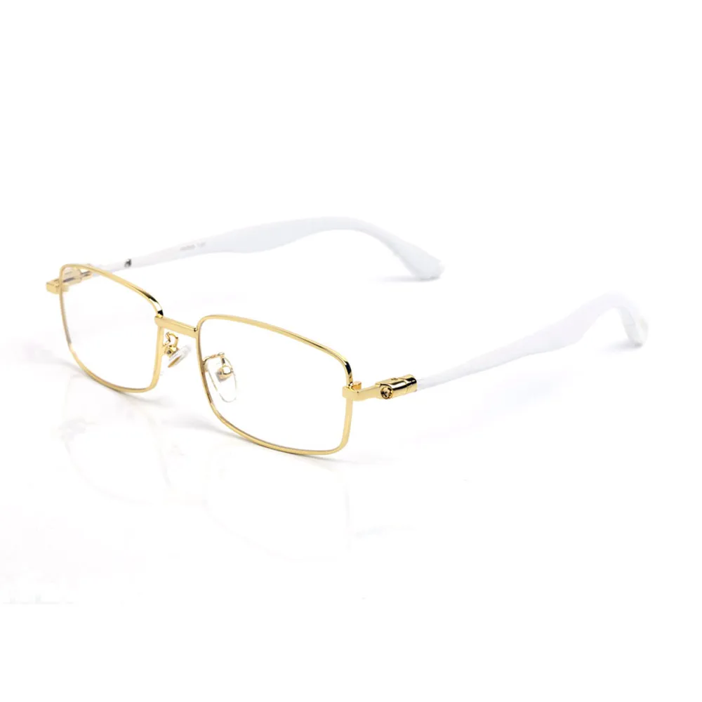 2021 rechteckige Sonnenbrille Business Casual Mixed Color Full Frame Männer und Frauen klassische Metall-Holzbrille Rahmenlose Gold-Silber-Dekoration mehrfarbige Gläser