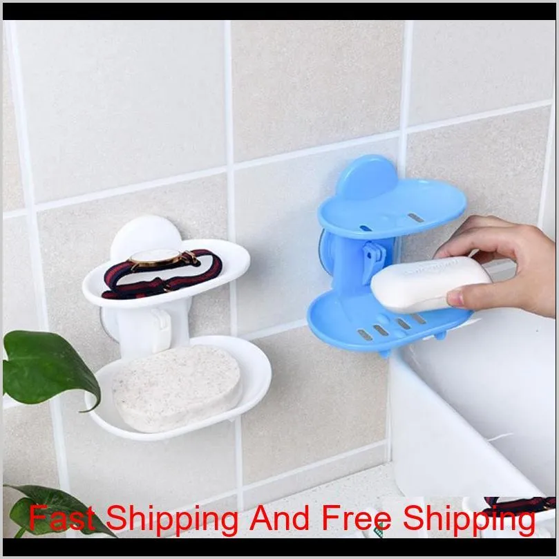 new kitchen tools bathroom accessories soap holder two layer suction holder soap dish storage basket soap box stand